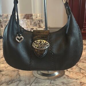 Brighton Black Pebbled Leather Shoulder Bag